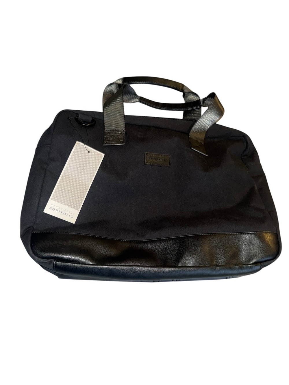 NWT Perry Ellis Portfolio Black Travel Briefcase Tote Bag - New With Tags